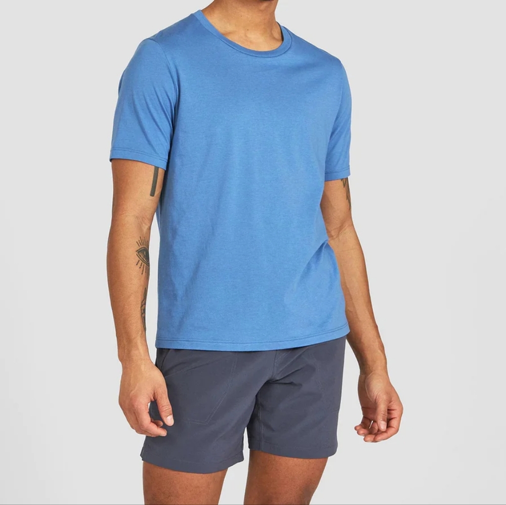 Janji Men's Runterra Bio Running Active Tee Shirt Marine Blue Size Small